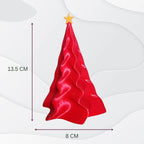 The Sculpted Christmas Tree Décor Set (Set of 2) – Modern Wavy Holiday Tabletop Ornament adds abstract style to your space with 3D printed, red trees featuring yellow star toppers—ideal for contemporary holiday decorating.