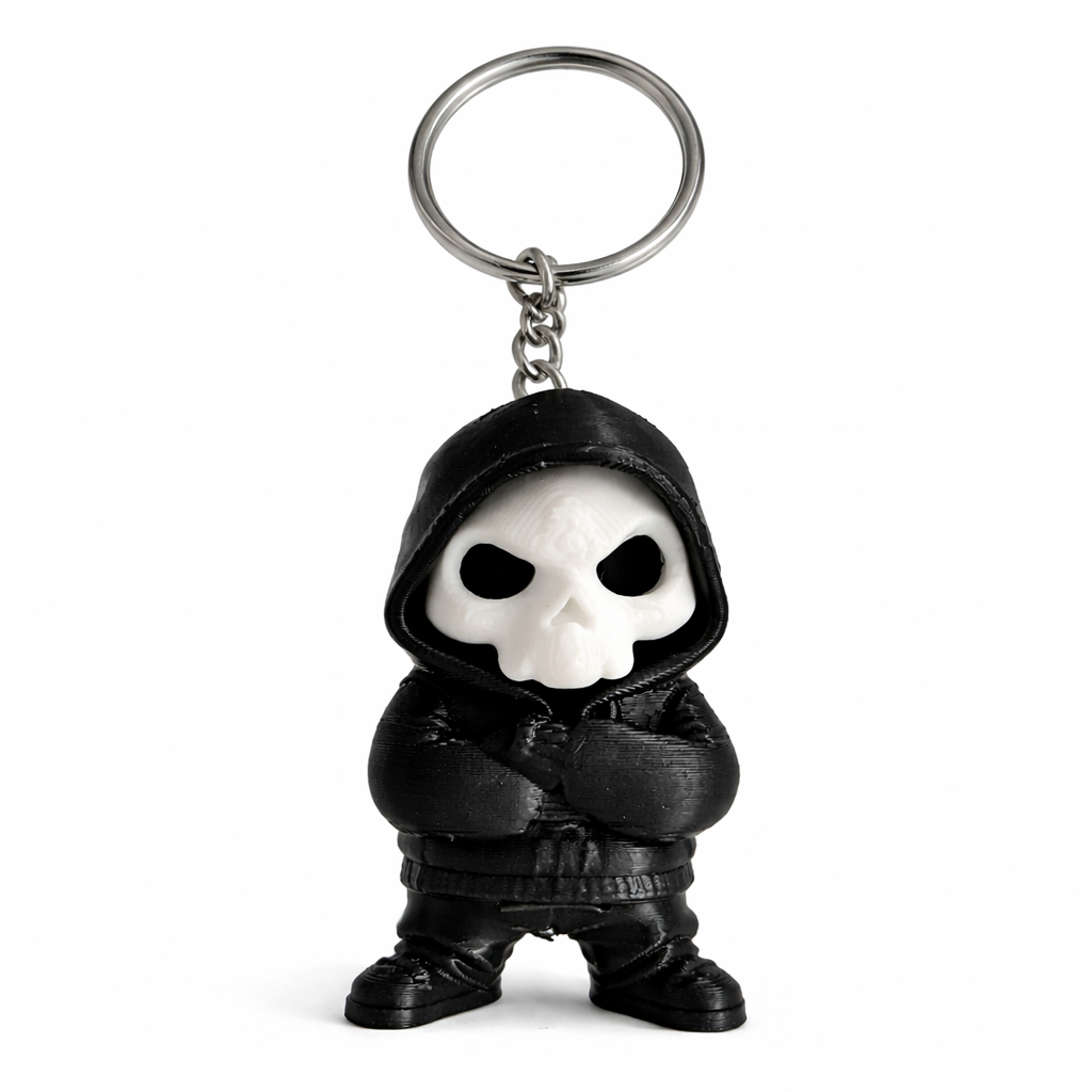 3D Printed Grim Reaper Skull Keychain – Custom Color Mini Figure
