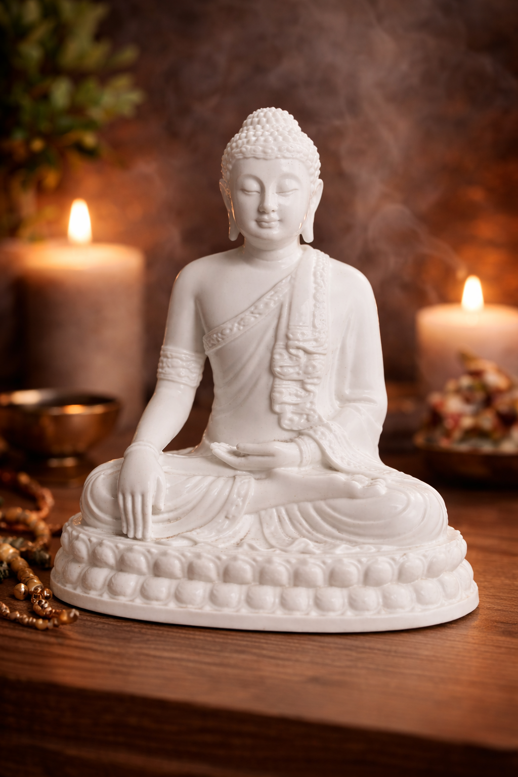 3D Printed White Buddha Meditation Statue | Peaceful Home & Spiritual Decor (3 Size Options)