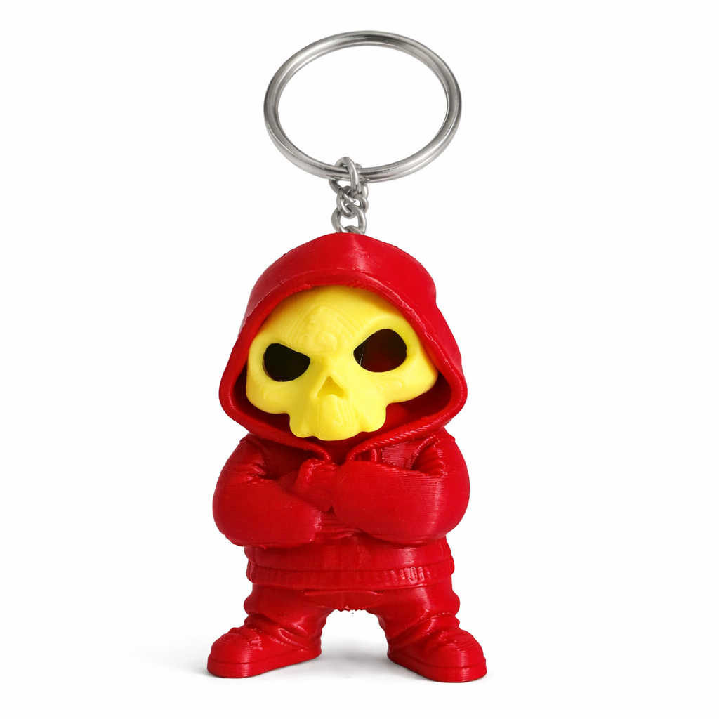 3D Printed Grim Reaper Skull Keychain – Custom Color Mini Figure