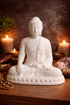 3D Printed White Buddha Meditation Statue | Peaceful Home & Spiritual Decor (3 Size Options)