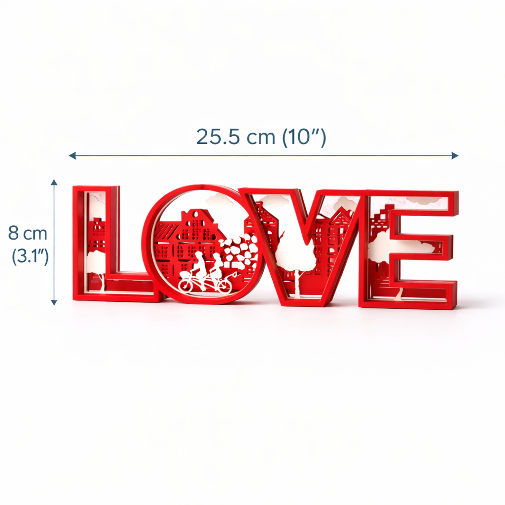3D Printed LOVE Decor Showpiece | Valentine’s Day Gift & Romantic Home Décor (25.5 cm)