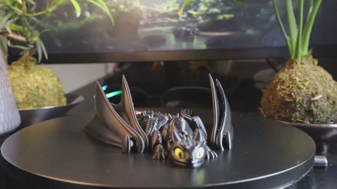 Articulated Night Fury Dragon – HTTYD  “Toothless” Model | 3D Printed Flexible Dragon | Moving Parts