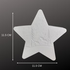 The 3D Printed Christmas Star Tealight Decor – Cozy Winter Cabin Night Light, measuring 11.5 cm tall and wide, features a winter cabin and tree design—perfect as whimsical holiday decor against a gradient gray background.