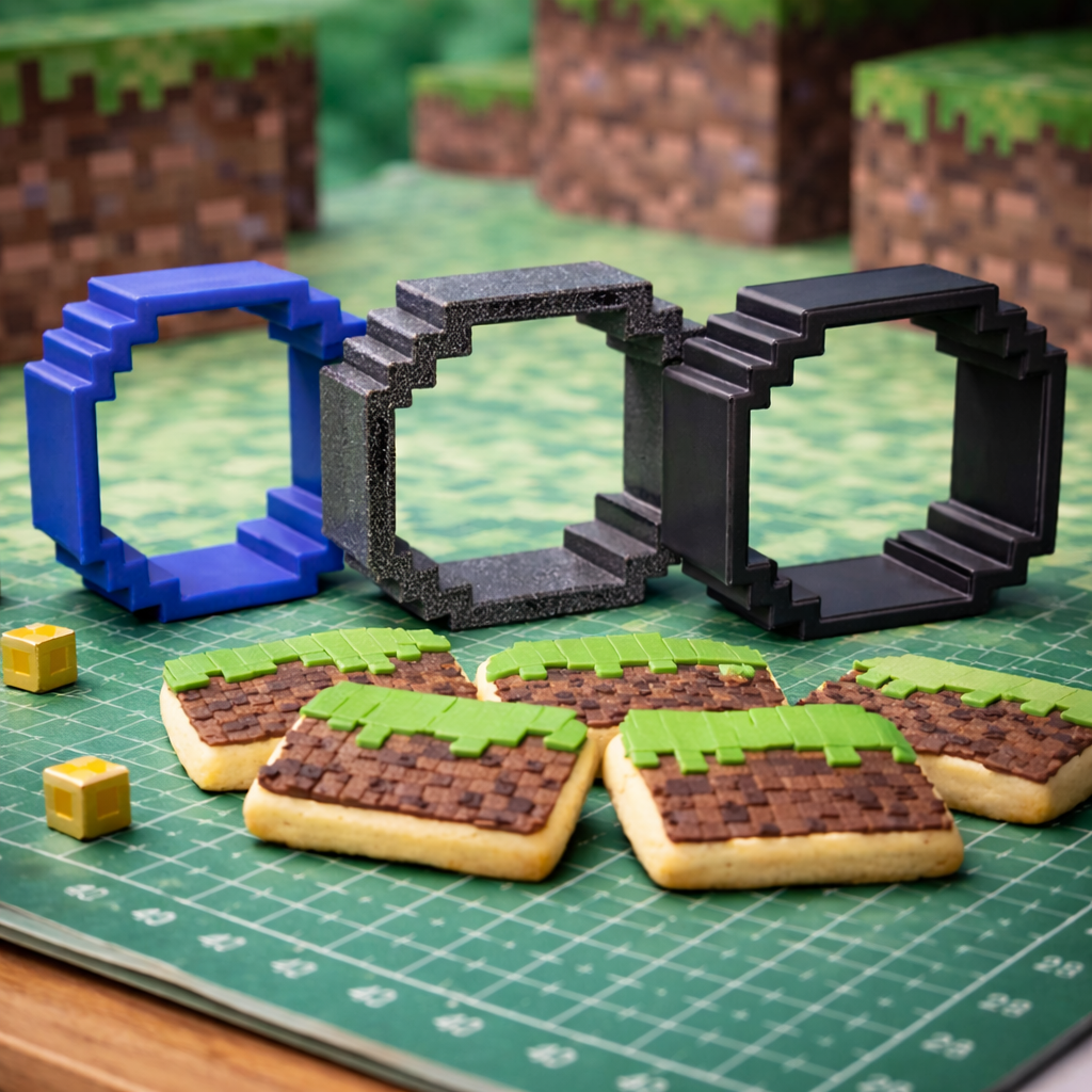 3D Printed Minecraft-Style Cookie Cutter | Pixel Block Design | 1 piece